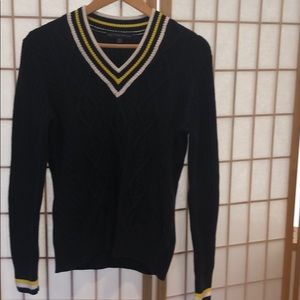 Brooks Bros.preppy woman’s navy Ivy League sweater
